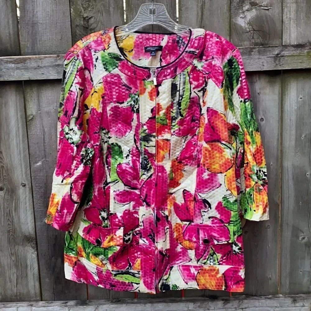 Notations Floral Zip up blazer sz. 1X NWT